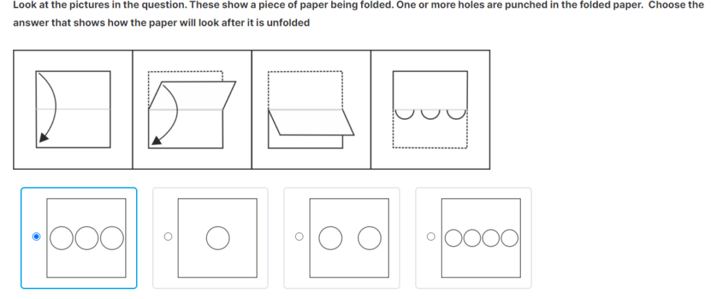 Cogat test paper folding example